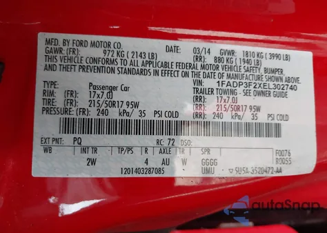 2014 Ford Focus Se из США, поврежденный, VIN 1FADP3F2XEL302740